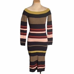 Rachel Rachel Roy Knit Multicolor Striped Sweater Dress Size XS Midi